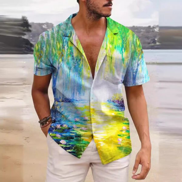 Men's Simplicity Printed Short-sleeved Shirt