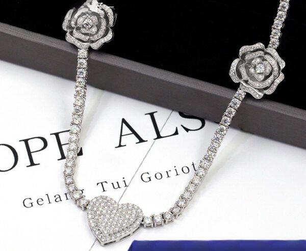 925 Silver Set Moissani Hip-hop Personalized Rose Necklace - Image 2