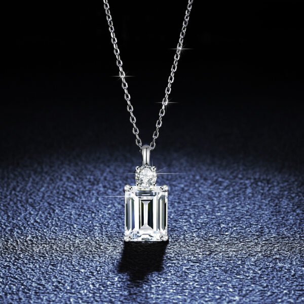 Emerald Diamond Square S925 Sterling Silver Necklace - Image 4