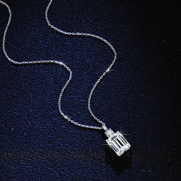 Emerald Diamond Square S925 Sterling Silver Necklace - Image 2