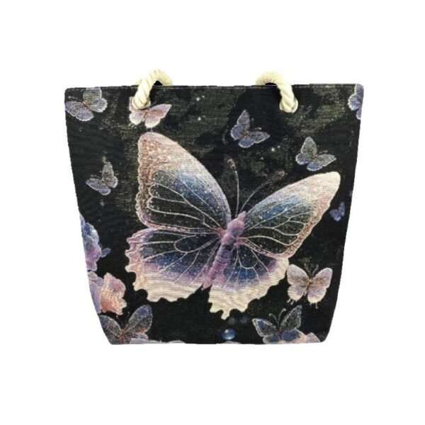 Fantasy Purple Butterfly Double-sided Gold Silk Embroidered Handbag With Zipper - Image 2