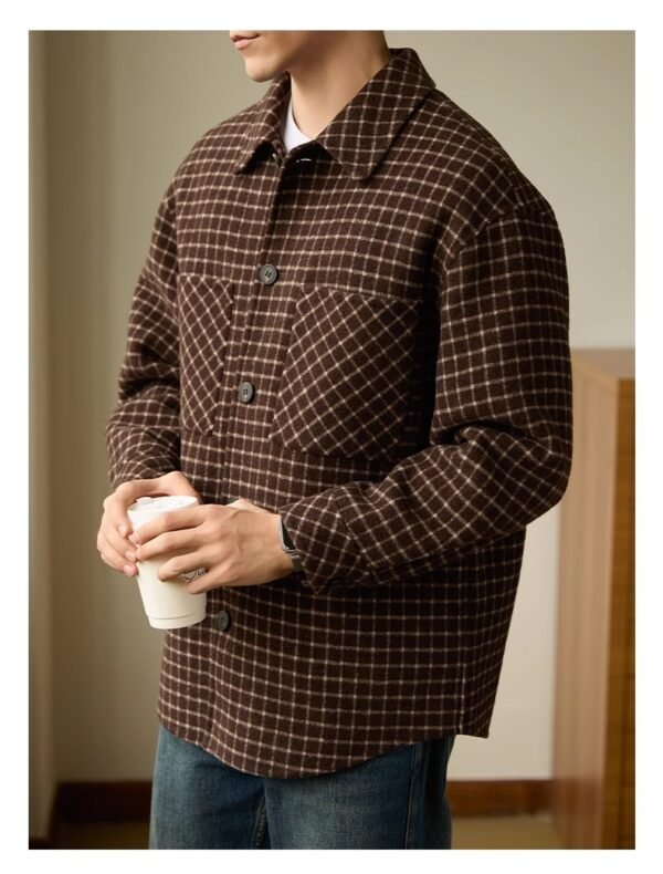 Double-sided Woolen Houndstooth Design Coat Men's Casual - Image 6