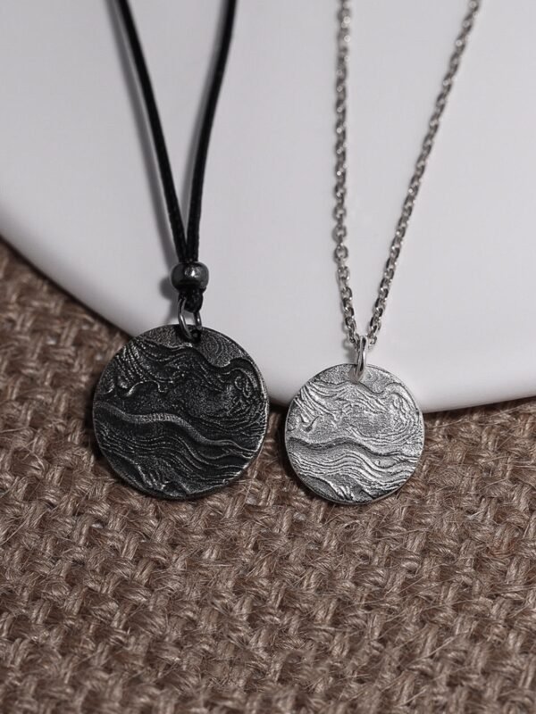 Handmade Sterling Silver Pendant Couple Necklace - Image 2