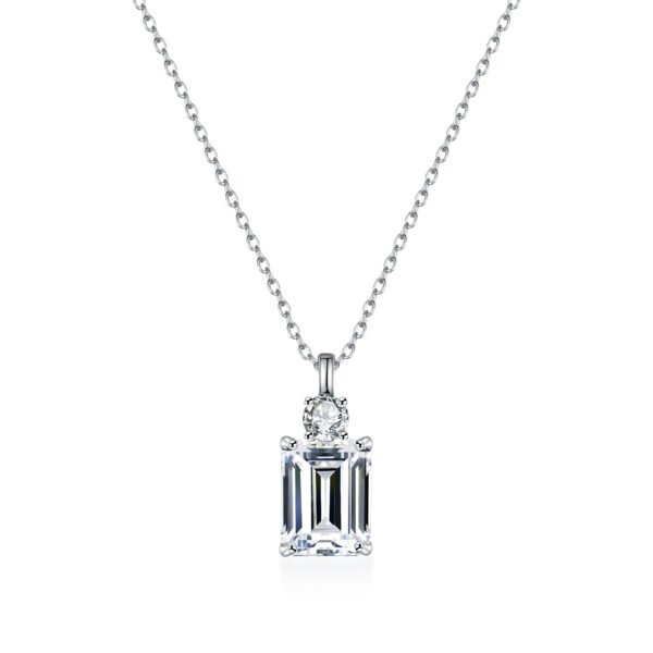 Emerald Diamond Square S925 Sterling Silver Necklace - Image 5