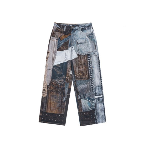 Vintage Patchwork Digital Printing Jeans American Street - Image 2