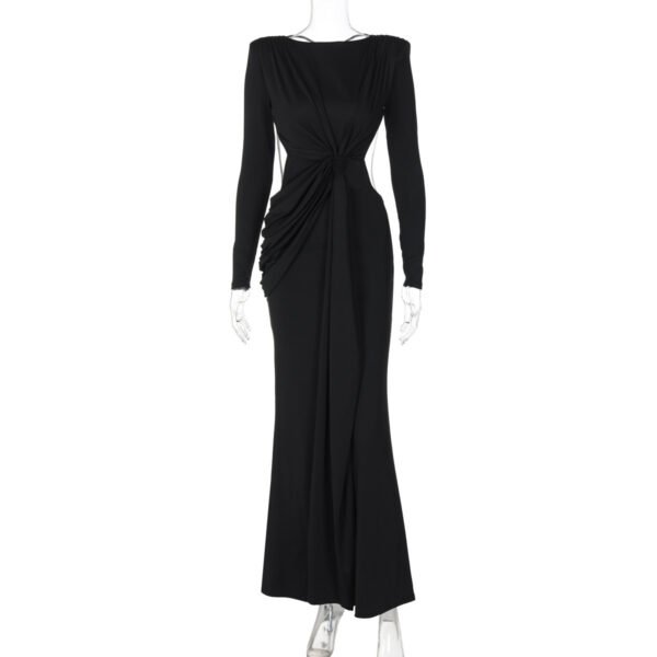 Women's Sexy Hot Girl Back Hollow-out Slim-fit Long Sleeve Dress - Image 6