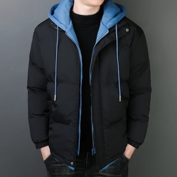 Fake Two-piece Men's Windproof Warm Hooded Cotton Jacket Thickened - Image 3