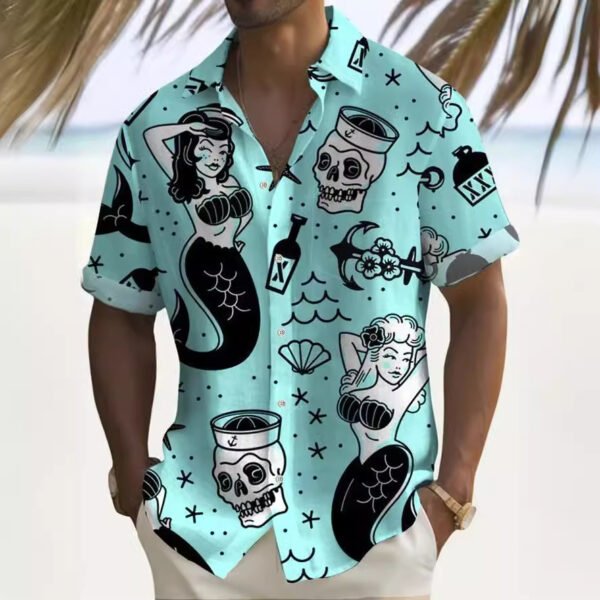 Men's Simplicity Printed Short-sleeved Shirt - Image 7