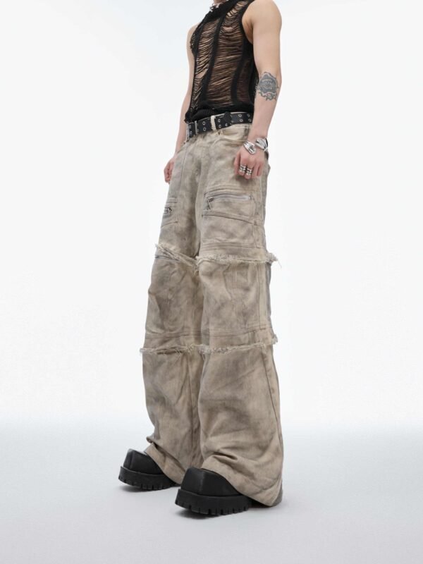 Retro Design Waste Soil Distressed Dirty Dyed Work Clothes - Image 5