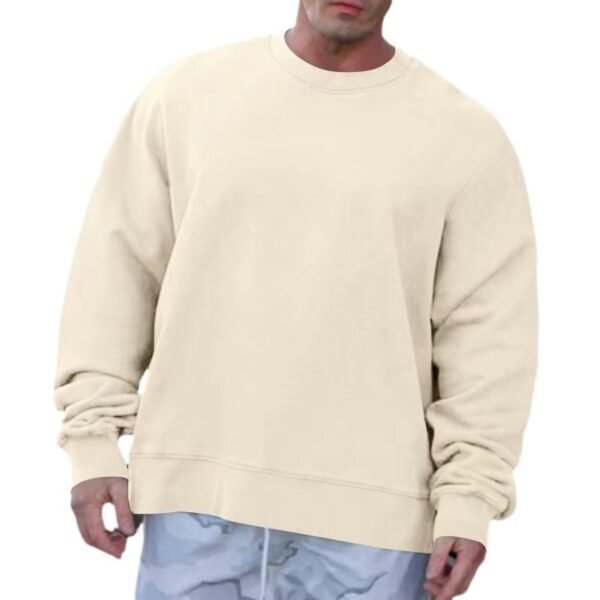 Round Neck Sweater Fleece Light Board Solid Color Pullover - Image 5