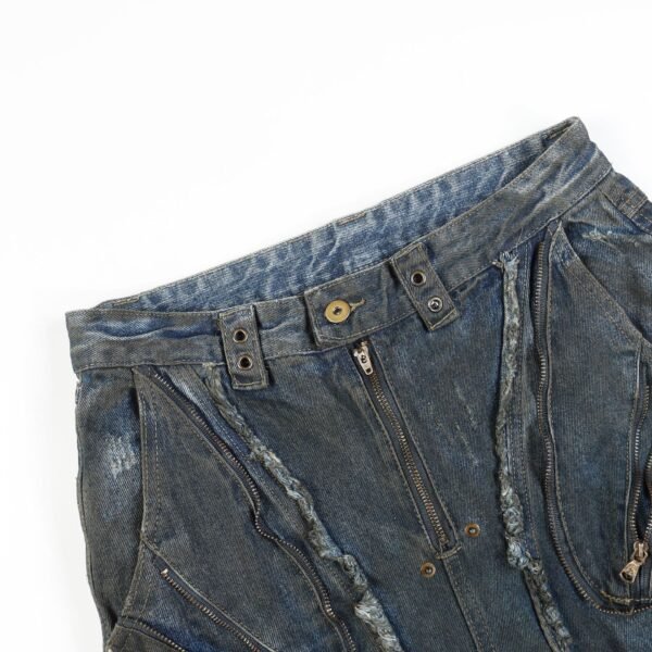 Men's American-style Street Fashion High Street Heavy Industry Heavy Shaped Denim Trousers - Image 7
