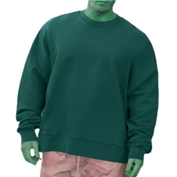 Round Neck Sweater Fleece Light Board Solid Color Pullover - Image 9