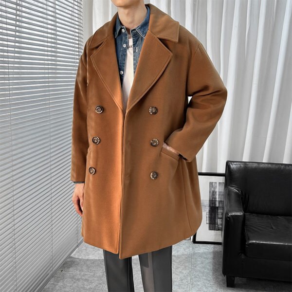 Mid-length Trench The Knee British Style Woolen Coat - Image 7