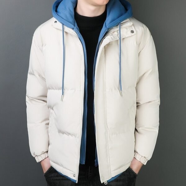 Fake Two-piece Men's Windproof Warm Hooded Cotton Jacket Thickened - Image 2