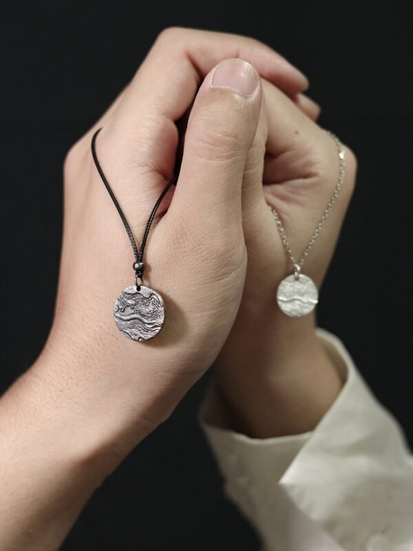 Handmade Sterling Silver Pendant Couple Necklace - Image 5