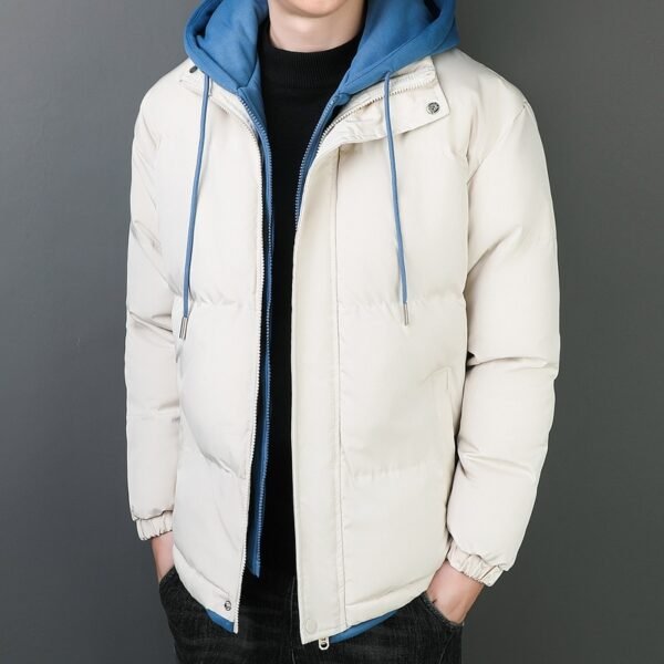 Fake Two-piece Men's Windproof Warm Hooded Cotton Jacket Thickened - Image 7