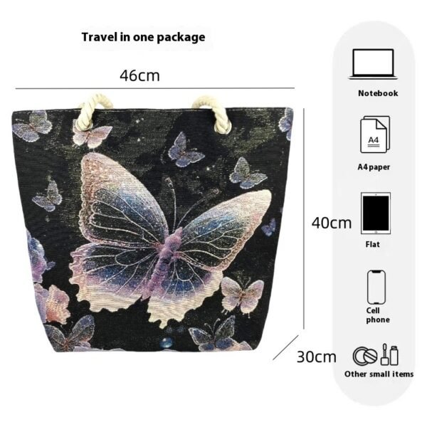 Fantasy Purple Butterfly Double-sided Gold Silk Embroidered Handbag With Zipper - Image 5