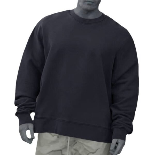 Round Neck Sweater Fleece Light Board Solid Color Pullover - Image 2