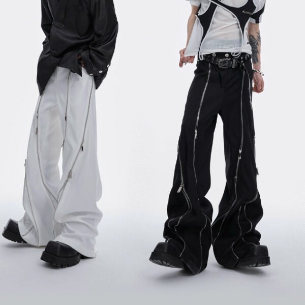 Deconstructing Metal Zipper Design Micro-pull Suit Pants