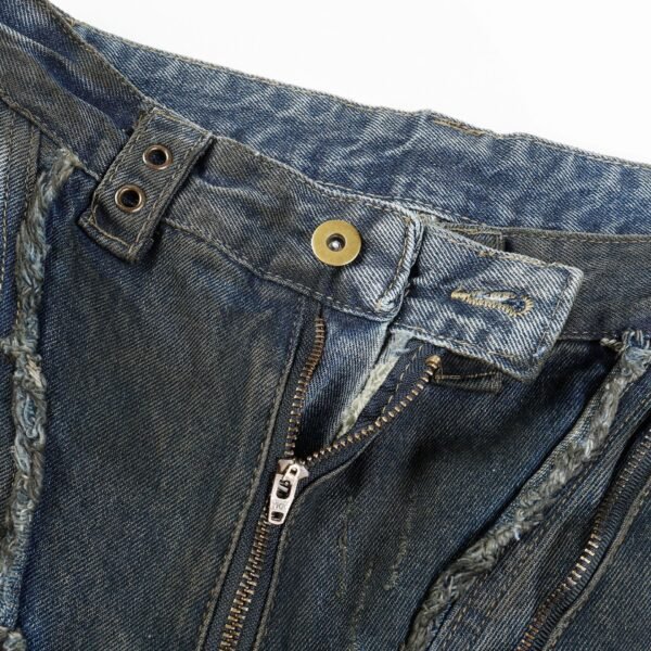Men's American-style Street Fashion High Street Heavy Industry Heavy Shaped Denim Trousers - Image 4