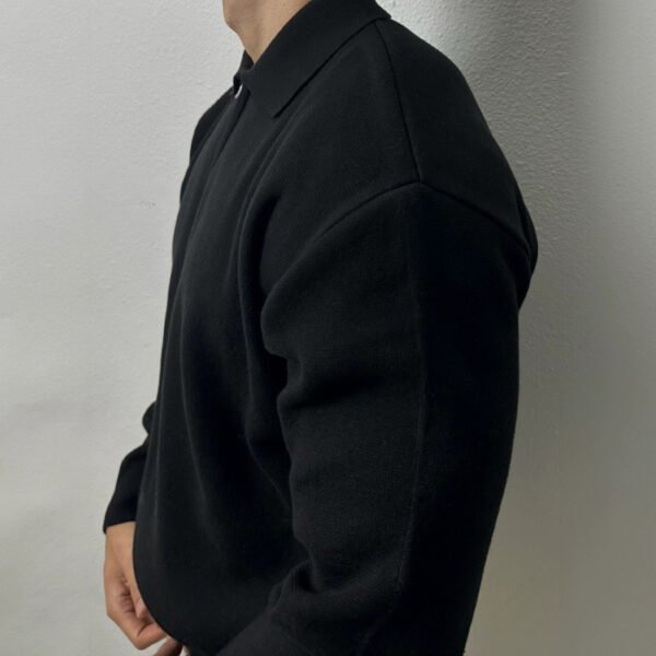 Korean Style Fashionable Lapel Half Long-sleeve Zipper Top - Image 3
