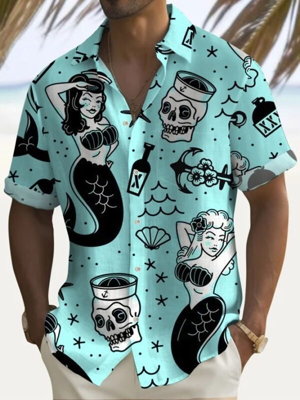 Men's Simplicity Printed Short-sleeved Shirt - Image 5