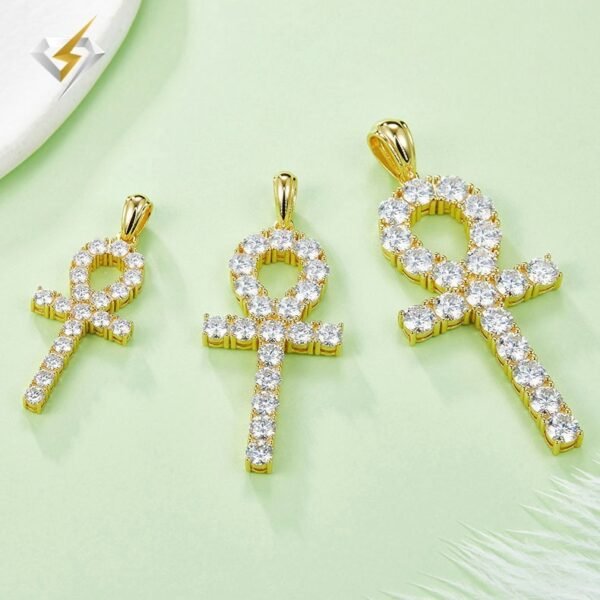 Moissanite Cross Necklace Sterling Silver Gold Plated