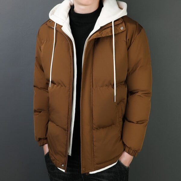 Fake Two-piece Men's Windproof Warm Hooded Cotton Jacket Thickened - Image 5