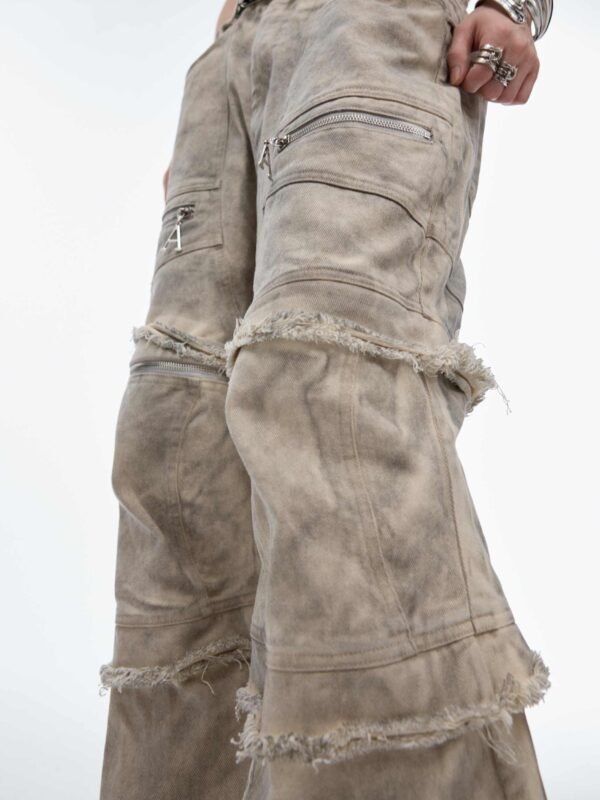 Retro Design Waste Soil Distressed Dirty Dyed Work Clothes - Image 4