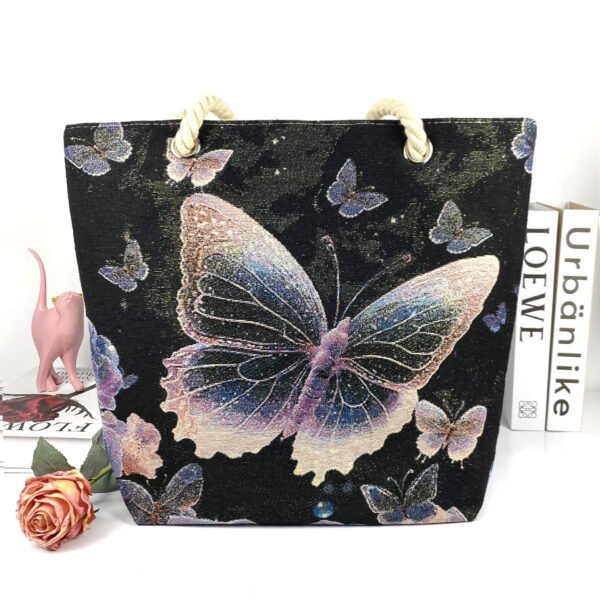 Fantasy Purple Butterfly Double-sided Gold Silk Embroidered Handbag With Zipper - Image 6