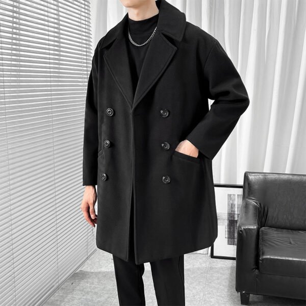 Mid-length Trench The Knee British Style Woolen Coat - Image 4