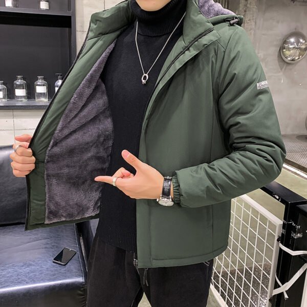 Men's Cotton Clothes Removable Hat Winter Coat Warm - Image 2