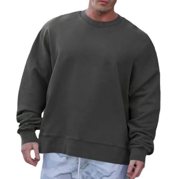 Round Neck Sweater Fleece Light Board Solid Color Pullover - Image 6