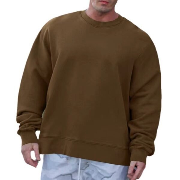 Round Neck Sweater Fleece Light Board Solid Color Pullover - Image 10