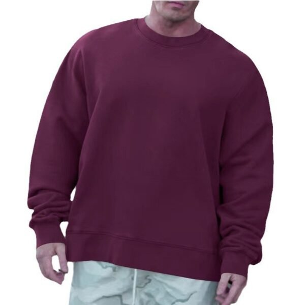 Round Neck Sweater Fleece Light Board Solid Color Pullover - Image 7
