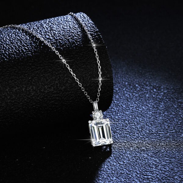 Emerald Diamond Square S925 Sterling Silver Necklace - Image 3