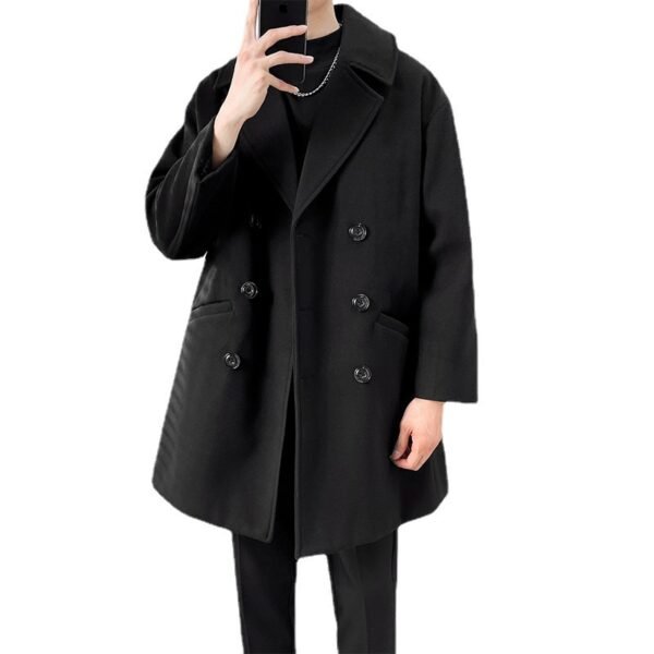 Mid-length Trench The Knee British Style Woolen Coat - Image 2