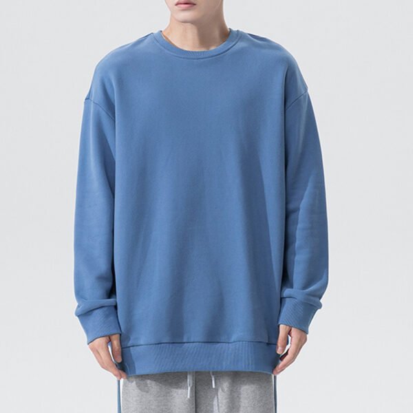 Round Neck Sweater Solid Color Couple Loose Velvet Hoodie - Image 5