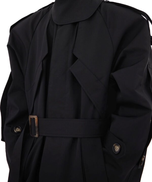 Padded Shoulder Overcoat Coat Three-dimensional Design Windbreaker Overknee Long Top - Image 7