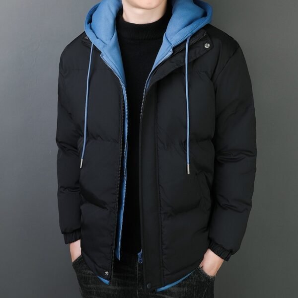Fake Two-piece Men's Windproof Warm Hooded Cotton Jacket Thickened - Image 6