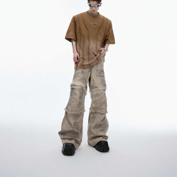 Retro Design Waste Soil Distressed Dirty Dyed Work Clothes