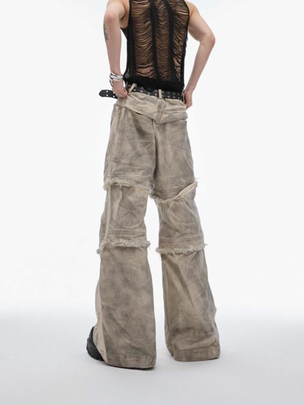 Retro Design Waste Soil Distressed Dirty Dyed Work Clothes - Image 2