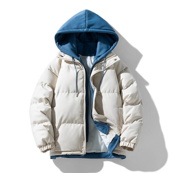 Fake Two-piece Men's Windproof Warm Hooded Cotton Jacket Thickened - Image 4