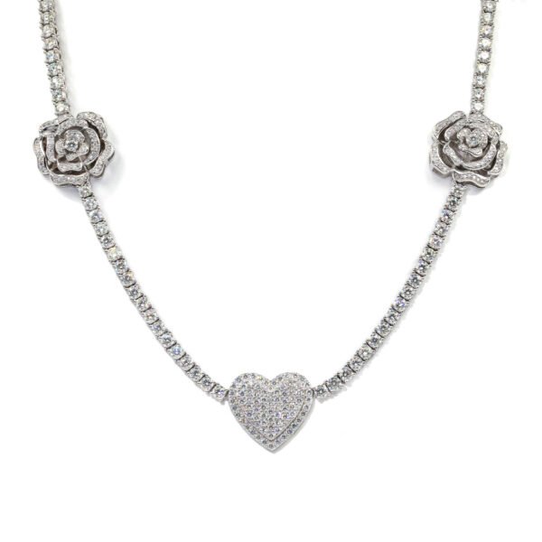 925 Silver Set Moissani Hip-hop Personalized Rose Necklace - Image 5