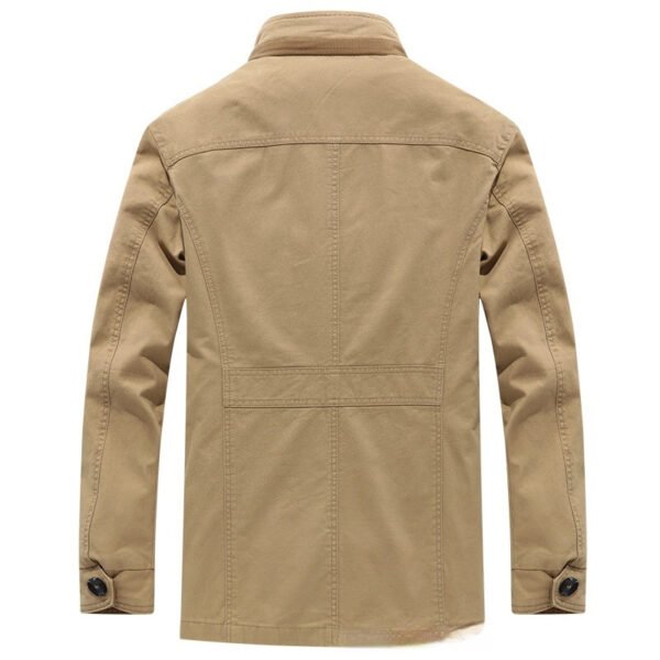 Washed Jacket Men's Cotton Plus Size Mid-length Trench Coat Coat Stand Collar - Image 5