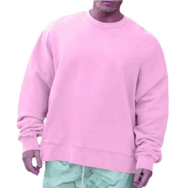 Round Neck Sweater Fleece Light Board Solid Color Pullover - Image 8