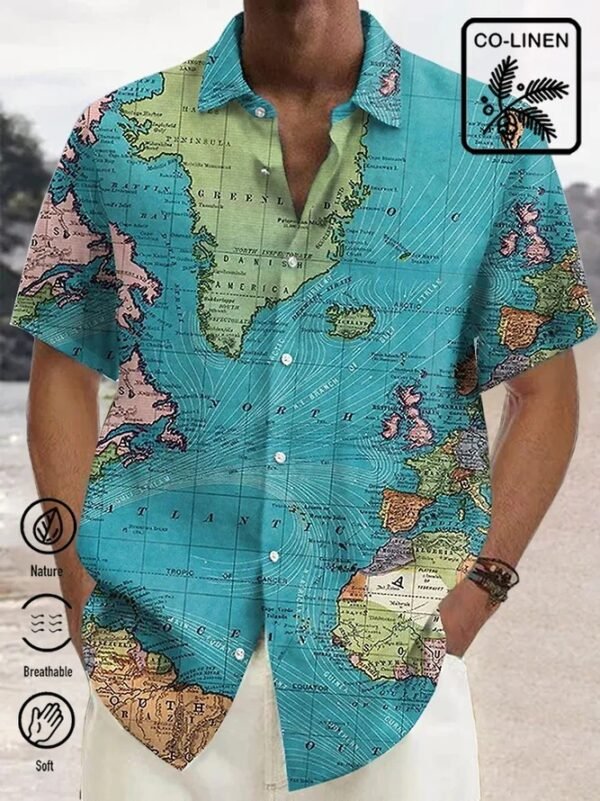Men's Simplicity Printed Short-sleeved Shirt - Image 3